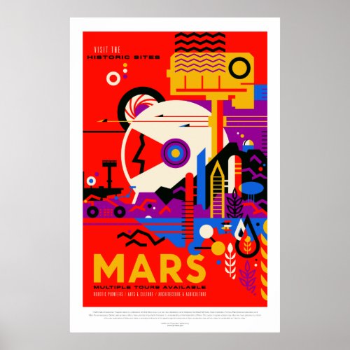 Vintage Mars Historic Sites Space Travel Poster