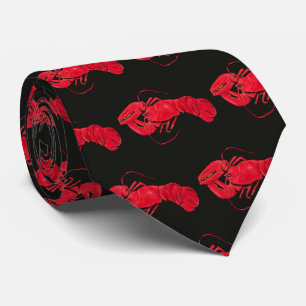 Vintage Marsden Hartley Red Lobster on Black Art Neck Tie