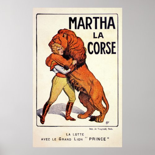 Vintage Martha La Corse Lion Tamer Poster