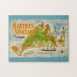 Vintage Martha's Vineyard 11x14 Puzzle<br><div class="desc">A  vintage postcard map of Martha's Vineyard repurposed!</div>