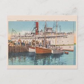 Vintage Martha's Vineyard Steamboat & Fishing Pier Postcard