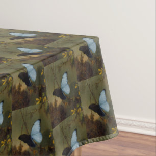Vintage Martin Johnson Heade Blue Morpho Butterfly Tablecloth