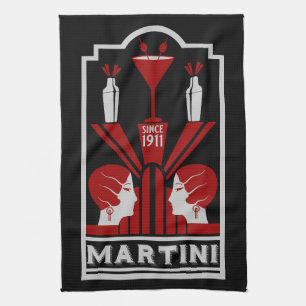 Vintage Martini Art Deco Kitchen Towel