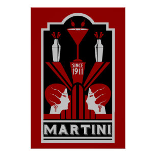 Vintage Martini Art Deco Poster