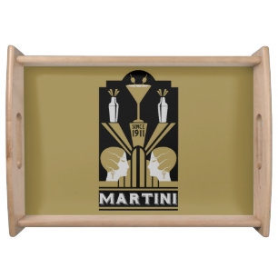 Vintage Martini Art Deco Serving Tray