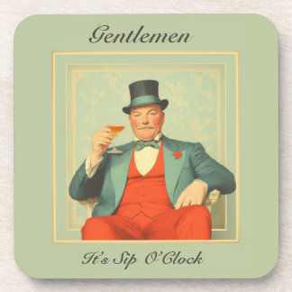 Vintage Martini Dandy - Gentlemen It's Sip O'Clock Beverage Coaster