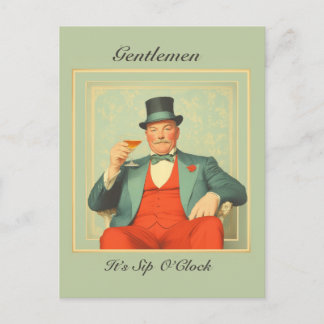 Vintage Martini Dandy - Gentlemen It's Sip O'Clock Postcard