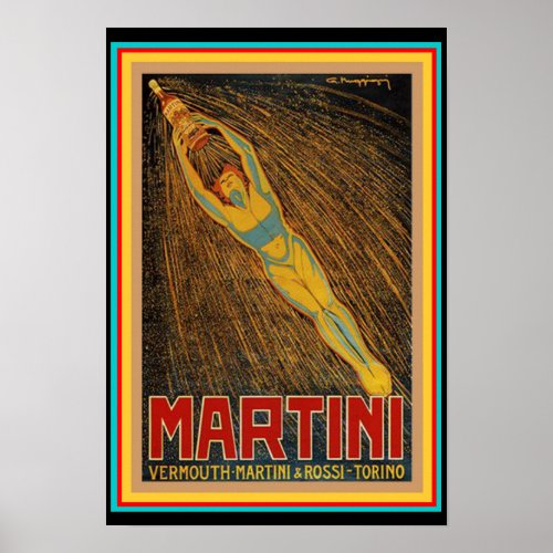 Vintage Martini  Rossi Art Deco Poster