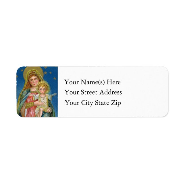 Vintage Mary and Baby Jesus Christmas Label (Front)