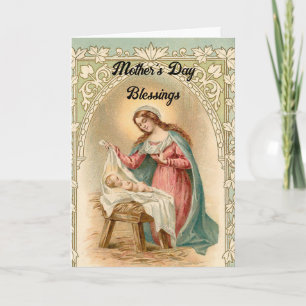 Vintage Mary And Baby Jesus Greeting Card