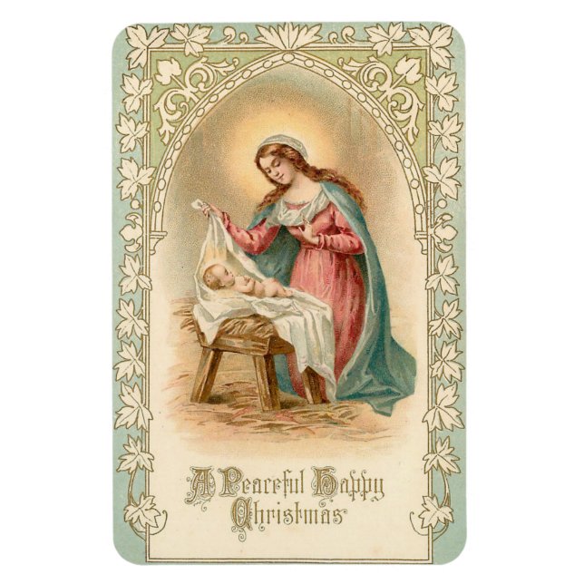 Vintage Mary And Jesus Flexible Christmas Magnet (Vertical)