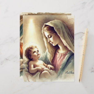 Vintage Mary & Baby Jesus Nativity Scrapbook Paper