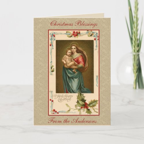 Vintage Mary Madonna Baby Jesus Religious Holiday Card