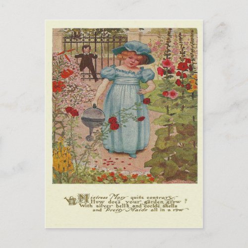 Vintage Mary Mary Rhyme Postcard