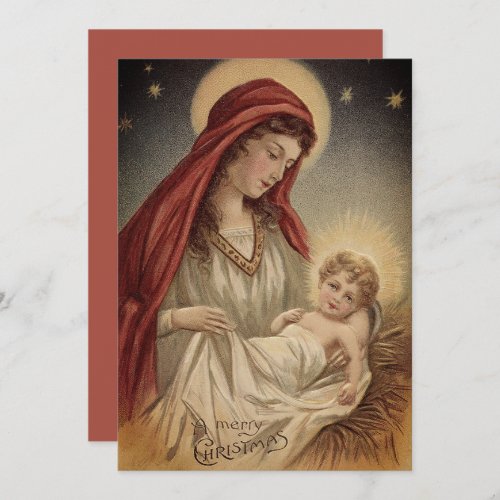 Vintage Mary With Baby Jesus Custom Christmas Holiday Card