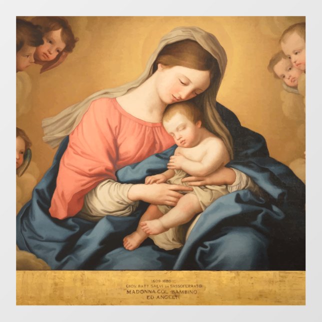 Vintage Mary With Jesus Wall Decal (Front)
