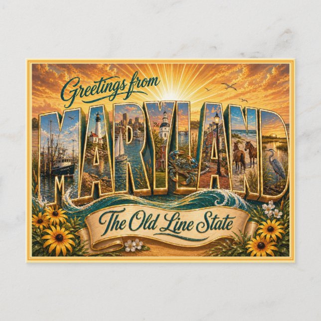 Vintage Maryland Greeting From Postcard (Front)