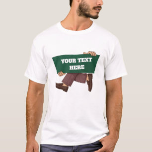 Vintage Mascot Holding Sign Custom Text T-Shirt
