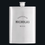 Vintage Masculine | Personalized Groomsman Gift Flask<br><div class="desc">This stylish,  classic look flask makes the perfect groomsman gift for your wedding! His name appears in black,  vintage style text,  along with his title for the wedding as well as the date,  for a keepsake he'll love.</div>