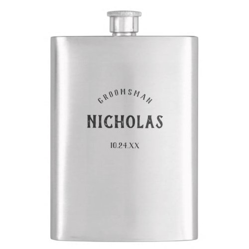 Vintage Masculine  Personalized Groomsman Gift Flask