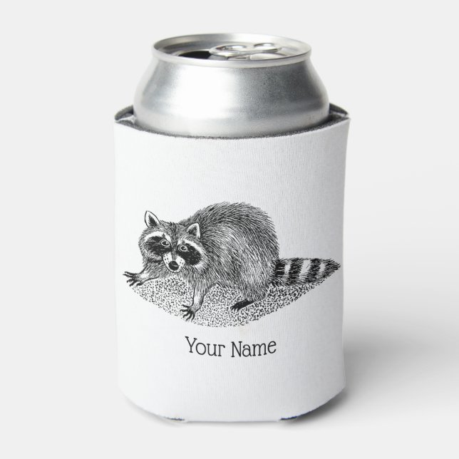 Vintage Masked Raccoon Can Cooler (Can Front)