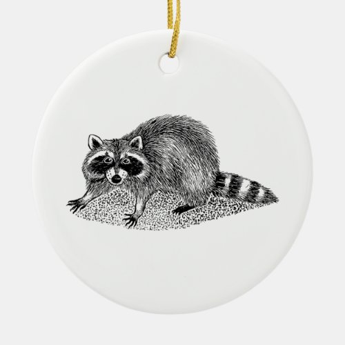 Vintage Masked Raccoon Ceramic Ornament