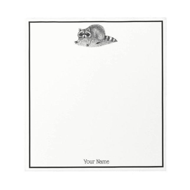 Vintage Masked Raccoon Notepad (Front)
