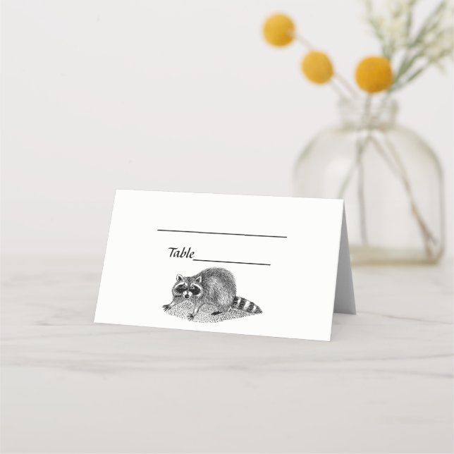 Vintage Masked Raccoon Place Card (Front)