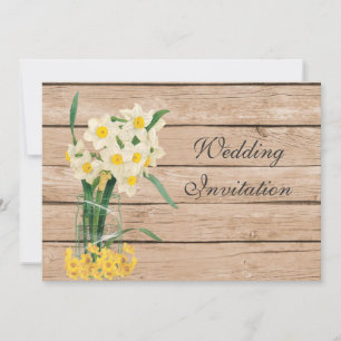 Vintage Mason Jar and Daffodils Invitation Card