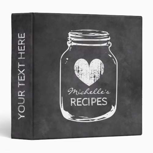 Vintage mason jar chalkboard recipe binder book