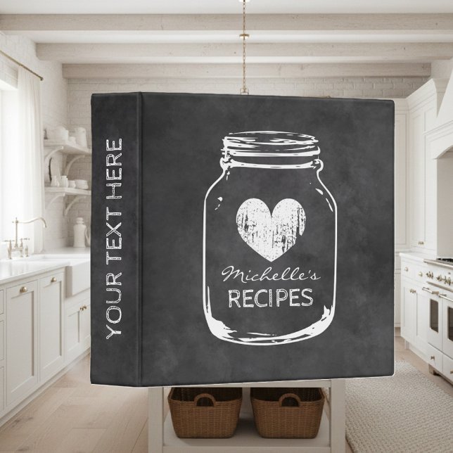 Vintage mason jar chalkboard recipe binder book (recipe ring binder)