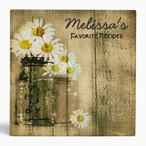 Vintage Mason Jar Daisy Recipe Binder