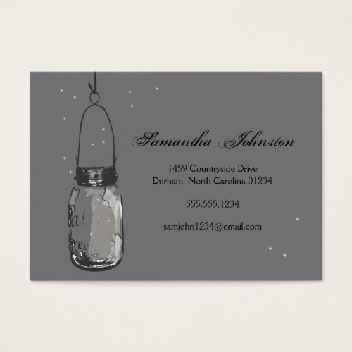 Vintage Mason Jar &amp; Fireflies Save the Date Business Card Template