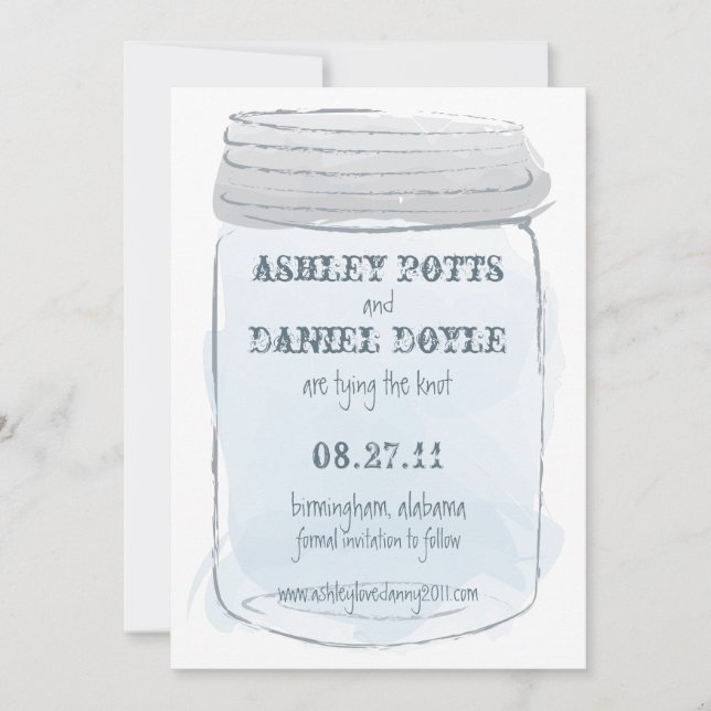 Vintage Mason Jar & Fireflies Save the Date (Front)