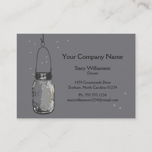 Vintage Mason Jar  Fireflies Save the Date Business Card