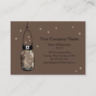 Vintage Mason Jar & Fireflies Save the Date Business Card