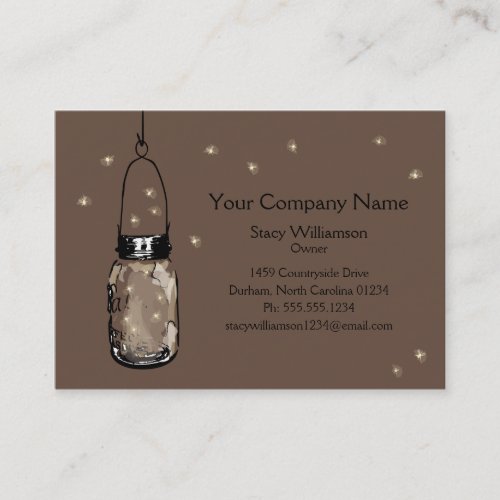 Vintage Mason Jar  Fireflies Save the Date Business Card