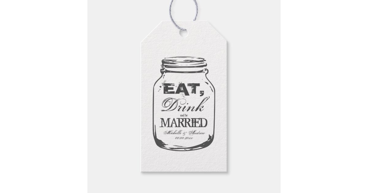 Vintage mason jar gift tags for wedding favors | Zazzle