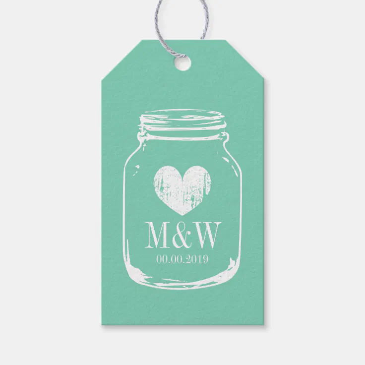 Vintage mason jar gift tags for wedding favors | Zazzle