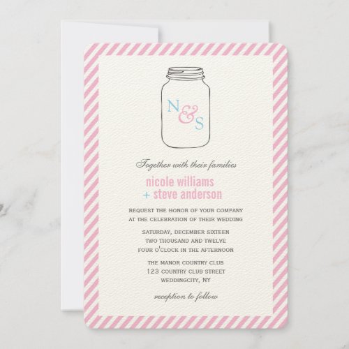 Vintage Mason Jar Monogram Wedding Invitations