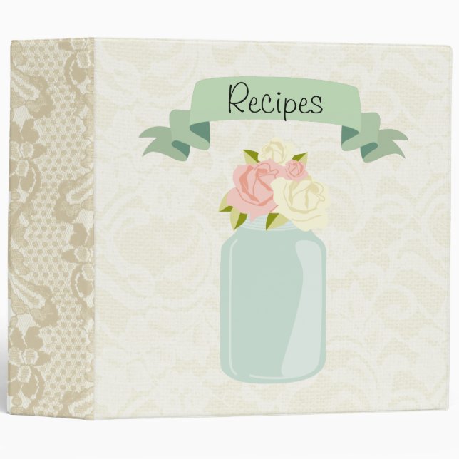 Vintage Mason Jar Recipe Binder (Front/Spine)