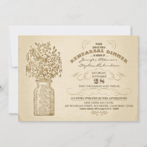 vintage mason jar rehearsal dinner invitations