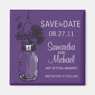 Vintage Mason Jar & Wild FlowersSave the Date Magnet