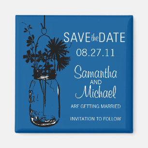 Vintage Mason Jar & Wild FlowersSave the Date Magnet