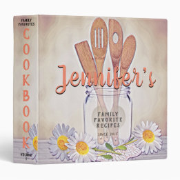 Vintage Mason Jar with Heart Cookbook 3 Ring Binder