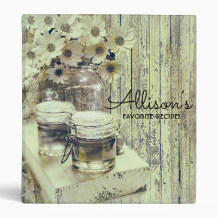 Vintage Mason Jar with Sunflowers 3 Ring Binder