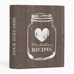 Vintage mason jar wooden mini recipe binder book