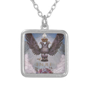 Vintage Masonic Print Silver Plated Necklace