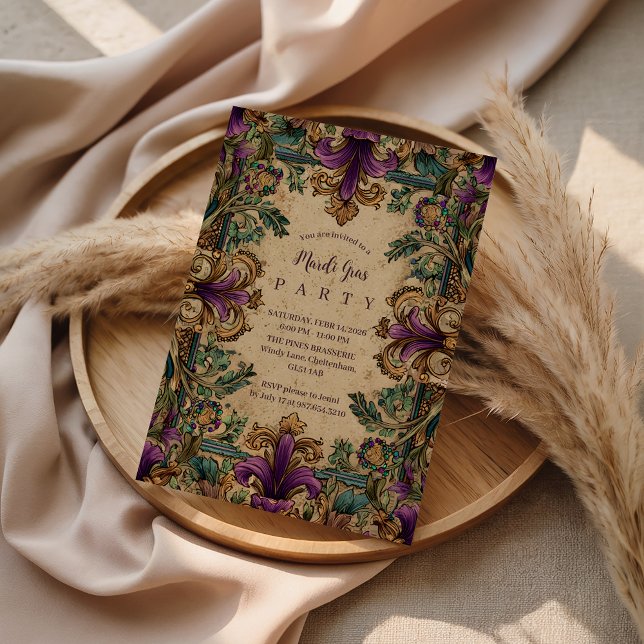 Vintage Masquerade Mardi Gras Elegance Invitation (Creator Uploaded)