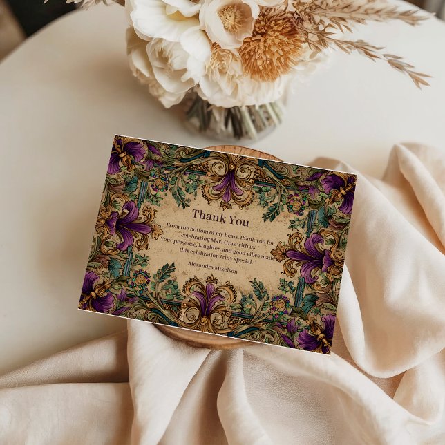 Vintage Masquerade Mardi Gras Elegance Thank You Card (Creator Uploaded)
